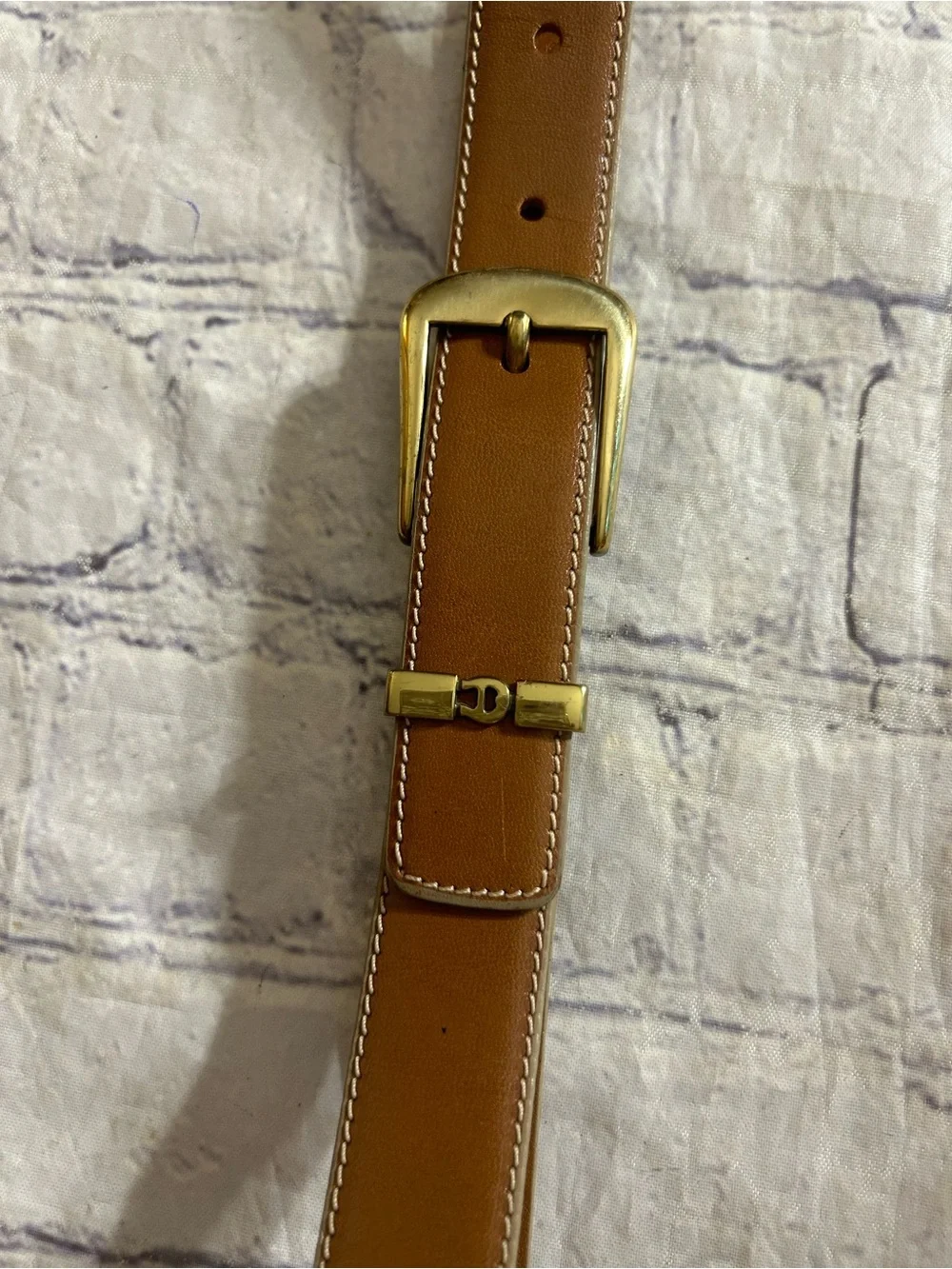 ÉTIENNE AIGNER VINTAGE ANILINE COWHIDE BROWN WITH GOLD TONE HARDWARE BELT